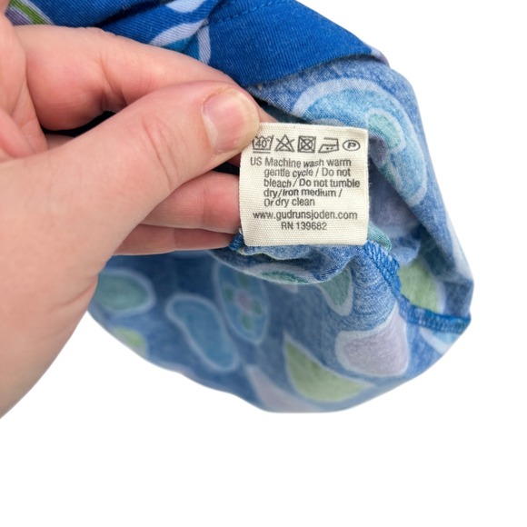 Gudrun Sjoden Organic Cotton Patterned Top M Blue Green Scandinavian Art - Picture 4 of 6